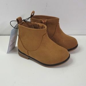 New! Cat & Jack Girls Brown Faux Suede Zip-up Ankle Boots WIDE WIDTH